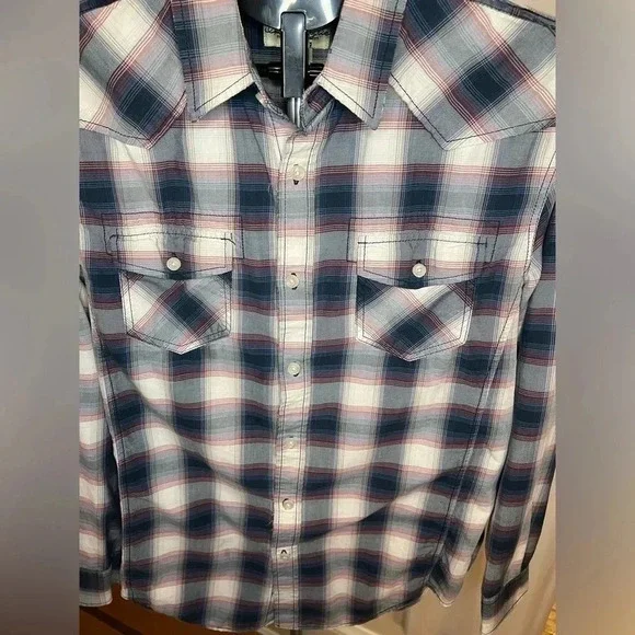 Vintage American Rag Plaid distressed Western Style button Down Size M - Picture 7 of 14